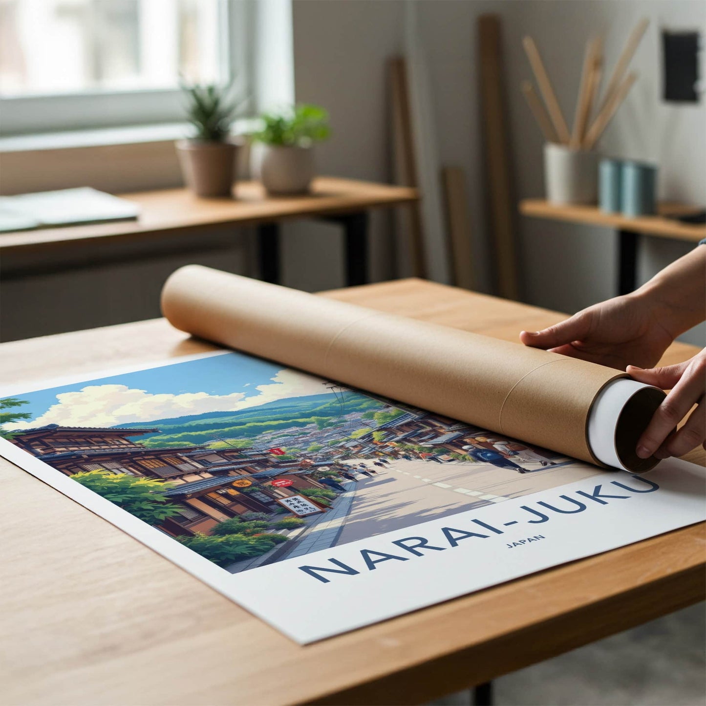Narai-Juku Poster - Japan Travel Art - Historic Village Street Home Decor