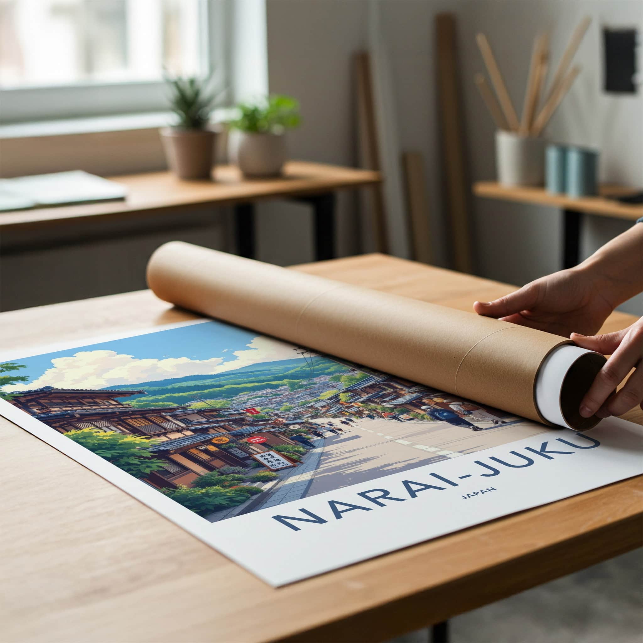 Narai-Juku Poster - Japan Travel Art - Historic Village Street Home Decor