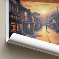 Narai-Juku Poster - Japan Travel Art - Village Street Sunset Home Decor