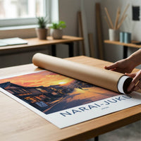 Narai-Juku Poster - Japan Travel Art - Village Street Sunset Home Decor