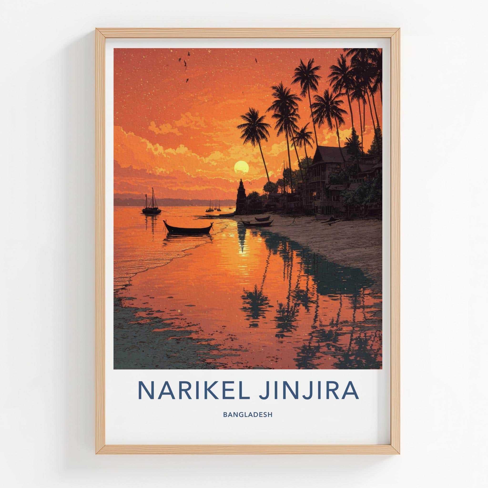 Narikel Jinjira Poster - Bangladesh Travel Art - Tropical Sunset Beach Home Decor