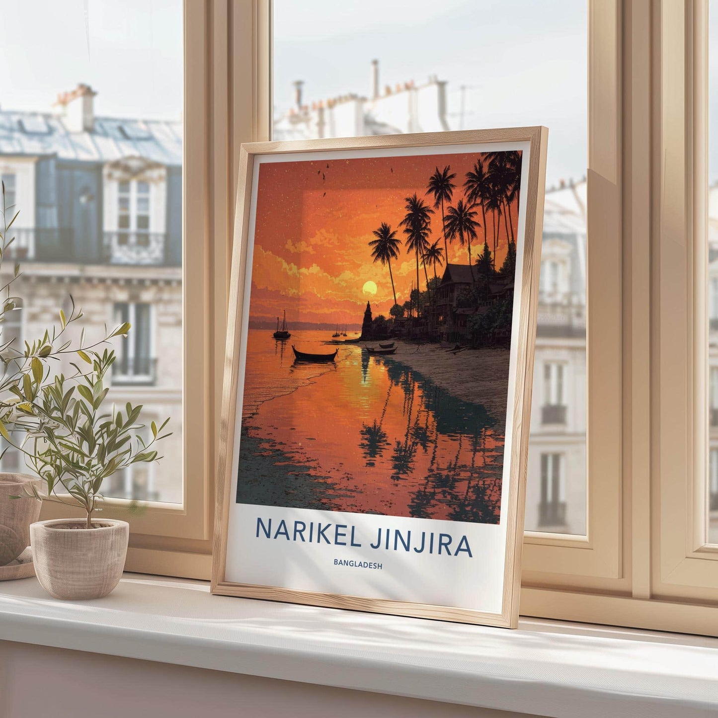 Narikel Jinjira Poster - Bangladesh Travel Art - Tropical Sunset Beach Home Decor