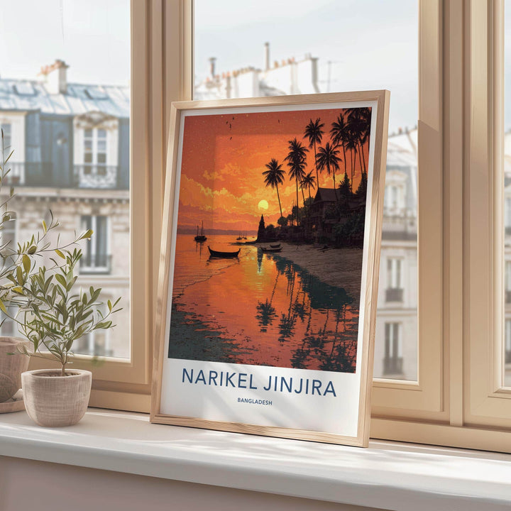Narikel Jinjira Poster - Bangladesh Travel Art - Tropical Sunset Beach Home Decor