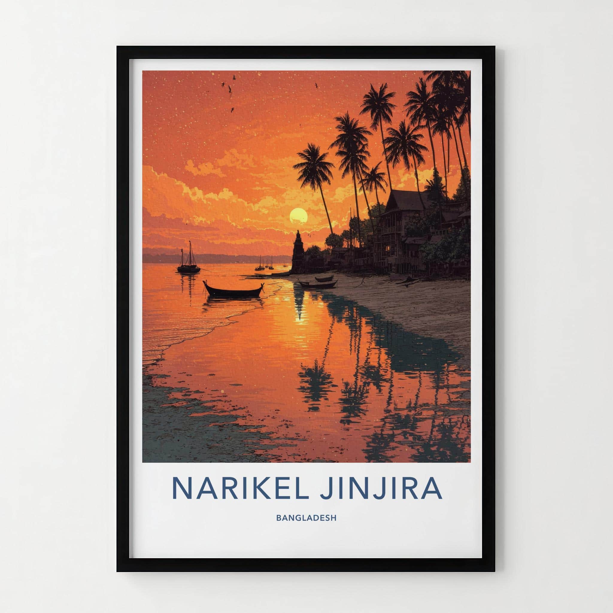 Narikel Jinjira Poster - Bangladesh Travel Art - Tropical Sunset Beach Home Decor
