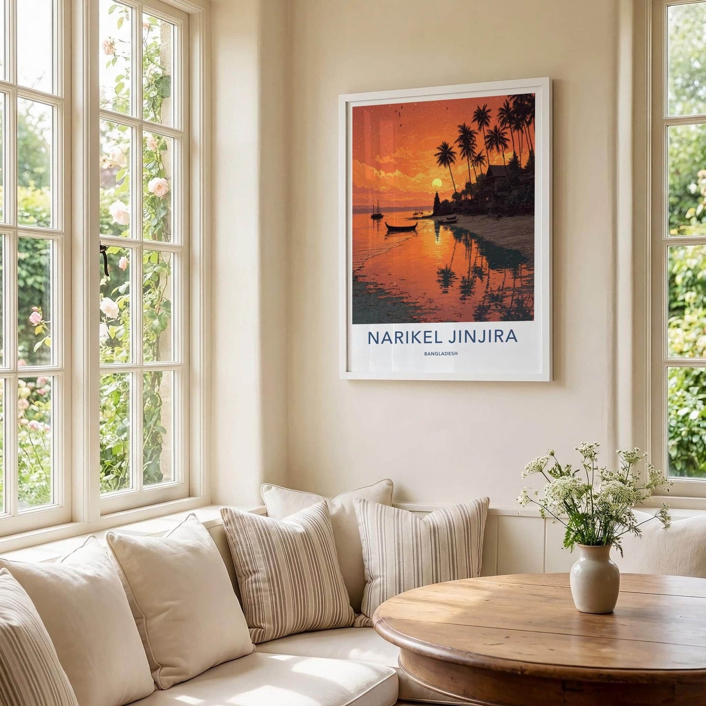 Narikel Jinjira Poster - Bangladesh Travel Art - Tropical Sunset Beach Home Decor