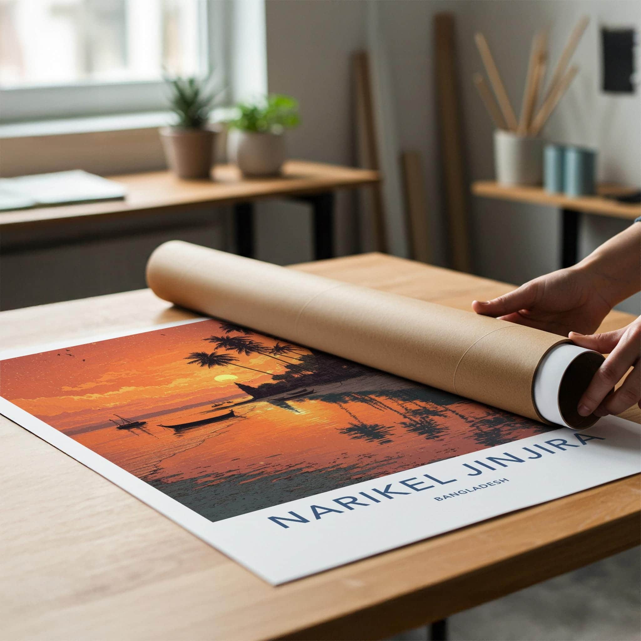 Narikel Jinjira Poster - Bangladesh Travel Art - Tropical Sunset Beach Home Decor