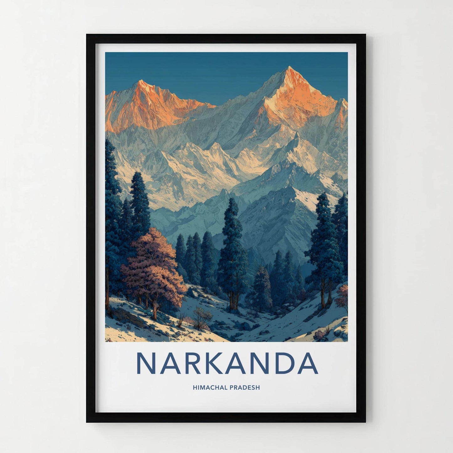 Narkanda Poster - India Framed Print - Himachal Pradesh Winter Lounge Decor
