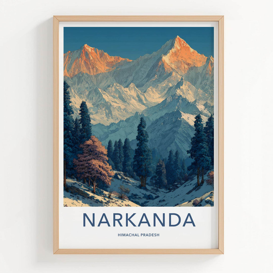 Narkanda Poster - India Framed Print - Himachal Pradesh Winter Lounge Decor