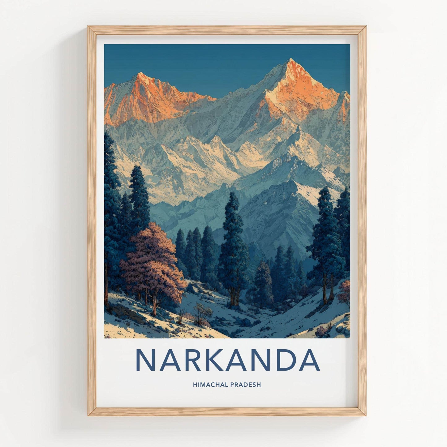 Narkanda Poster - India Framed Print - Himachal Pradesh Winter Lounge Decor