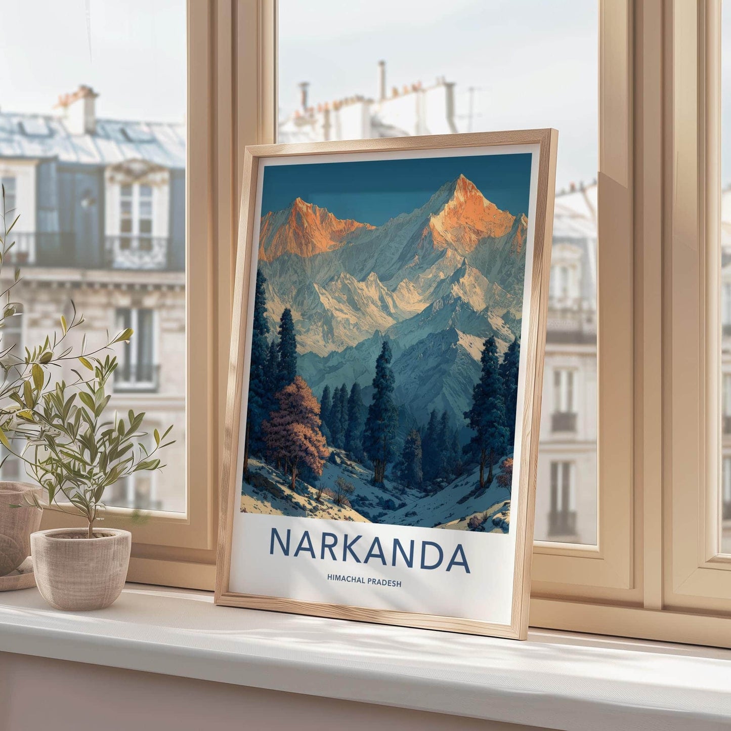 Narkanda Poster - India Framed Print - Himachal Pradesh Winter Lounge Decor