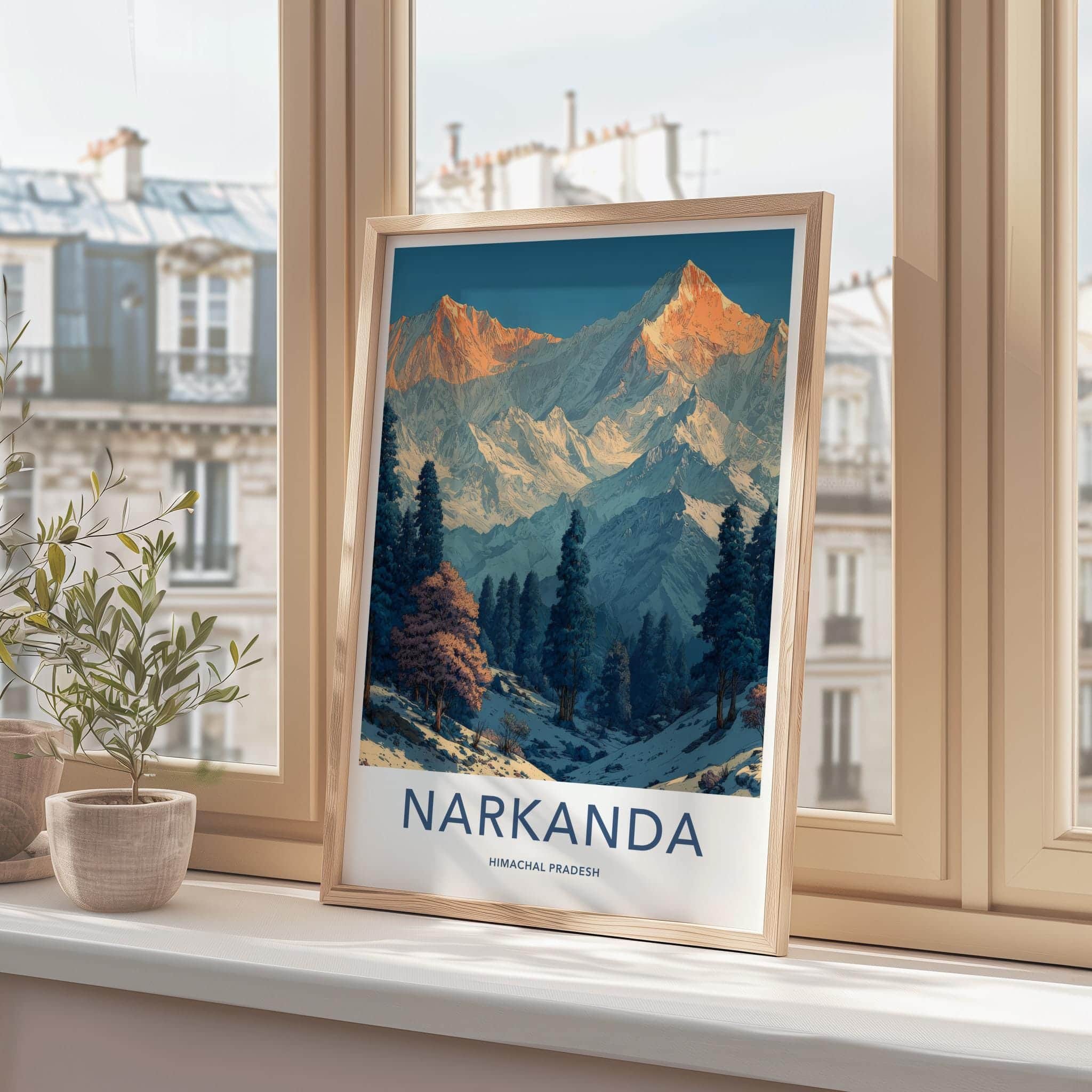 Narkanda Poster - India Framed Print - Himachal Pradesh Winter Lounge Decor