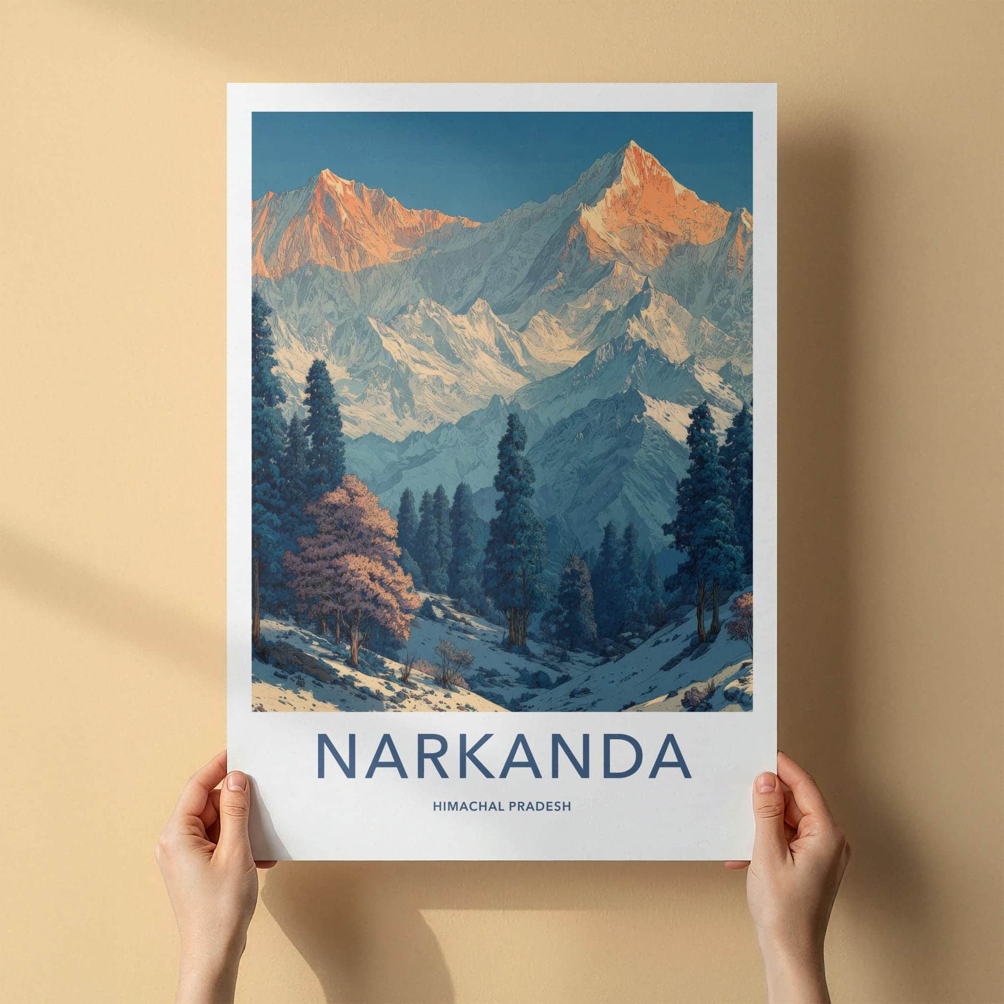 Narkanda Poster - India Framed Print - Himachal Pradesh Winter Lounge Decor