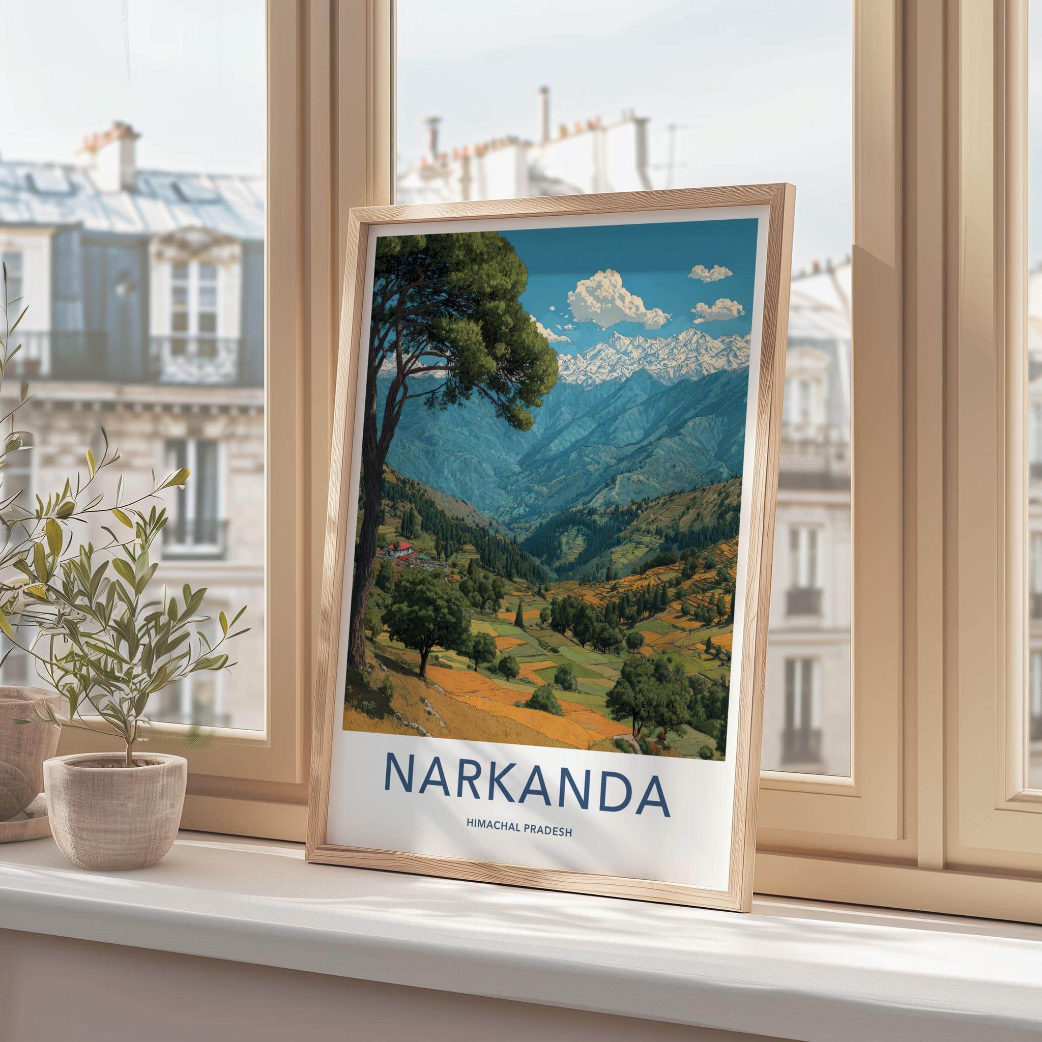 Narkanda Poster - India Travel Art - Himachal Pradesh Himalayan Valley Farms Wall Decor