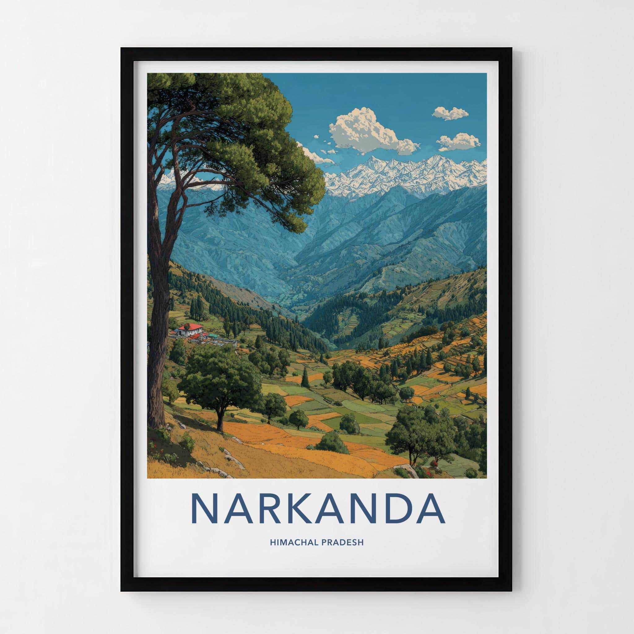 Narkanda Poster - India Travel Art - Himachal Pradesh Himalayan Valley Farms Wall Decor