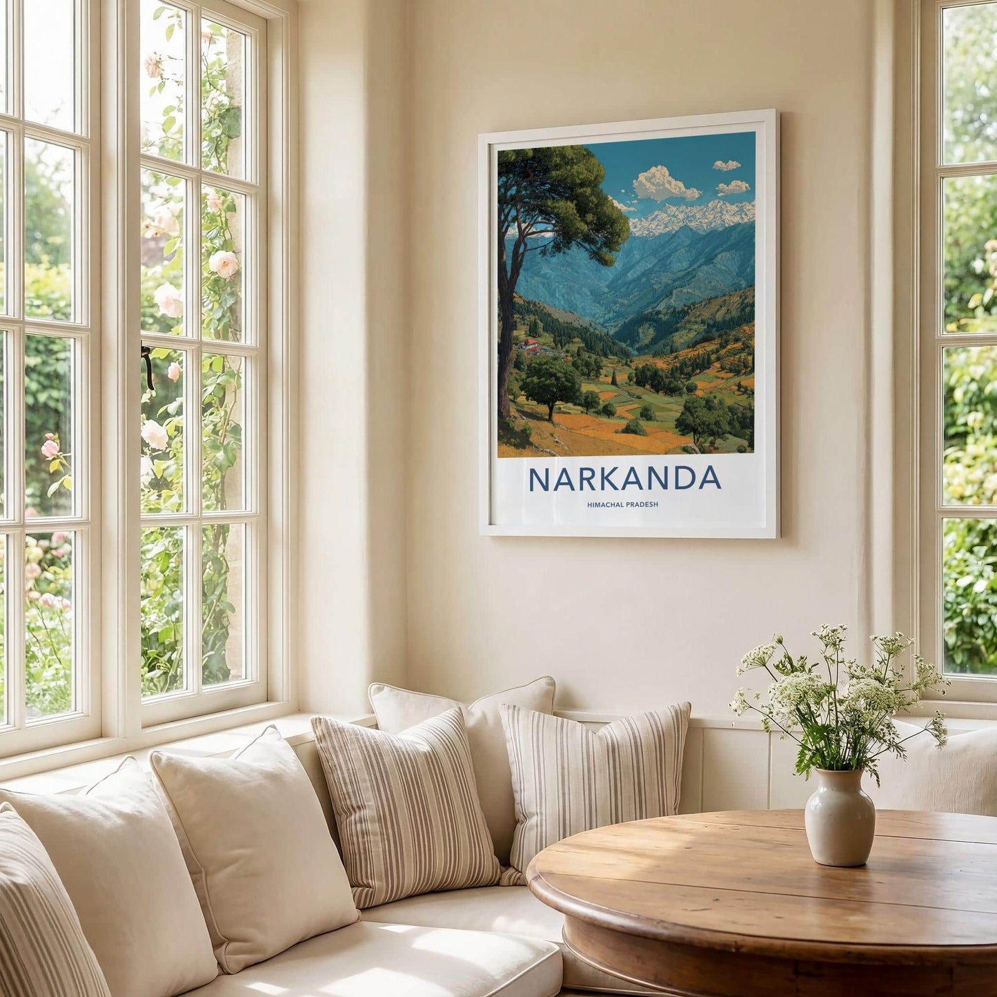 Narkanda Poster - India Travel Art - Himachal Pradesh Himalayan Valley Farms Wall Decor