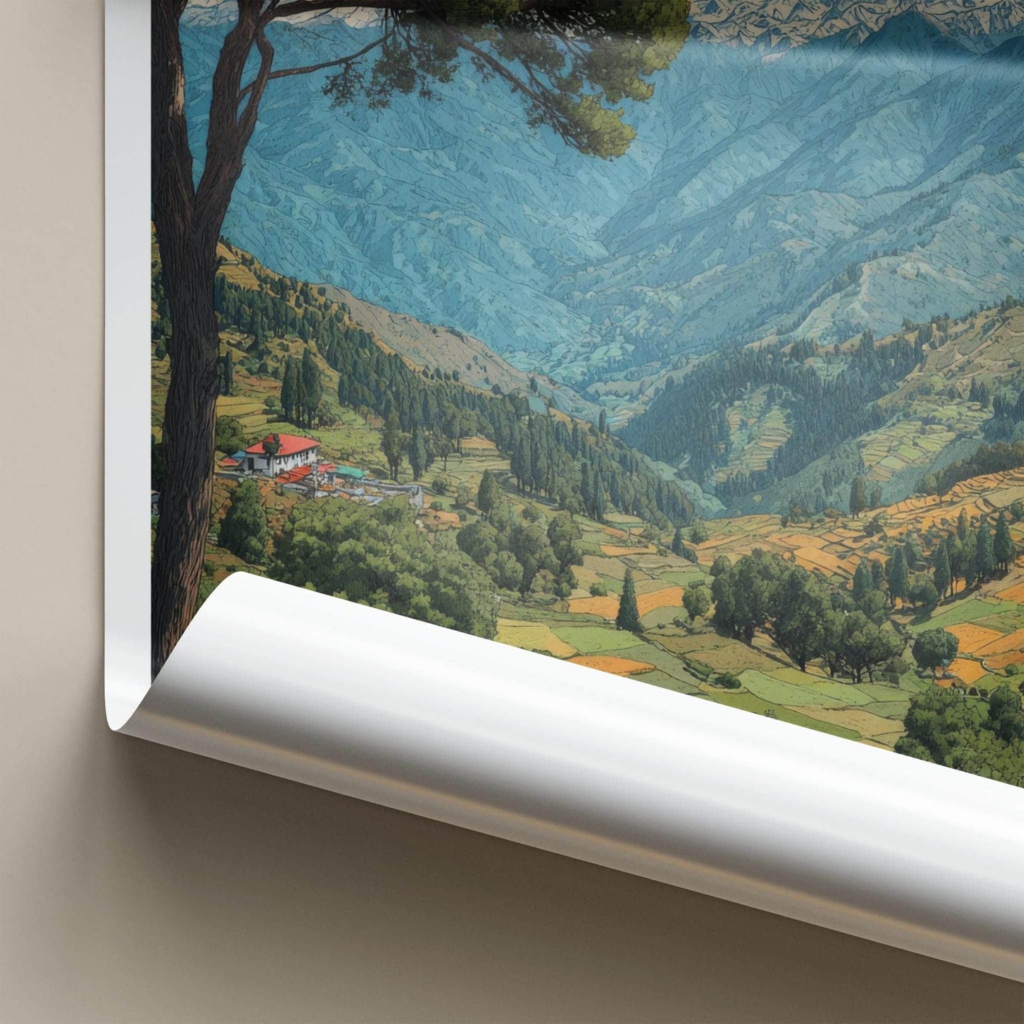 Narkanda Poster - India Travel Art - Himachal Pradesh Himalayan Valley Farms Wall Decor