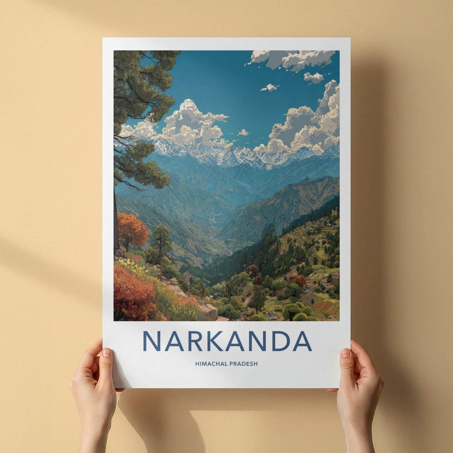 Narkanda Poster - India Travel Art - Himachal Pradesh Himalayan Valley View Home Decor