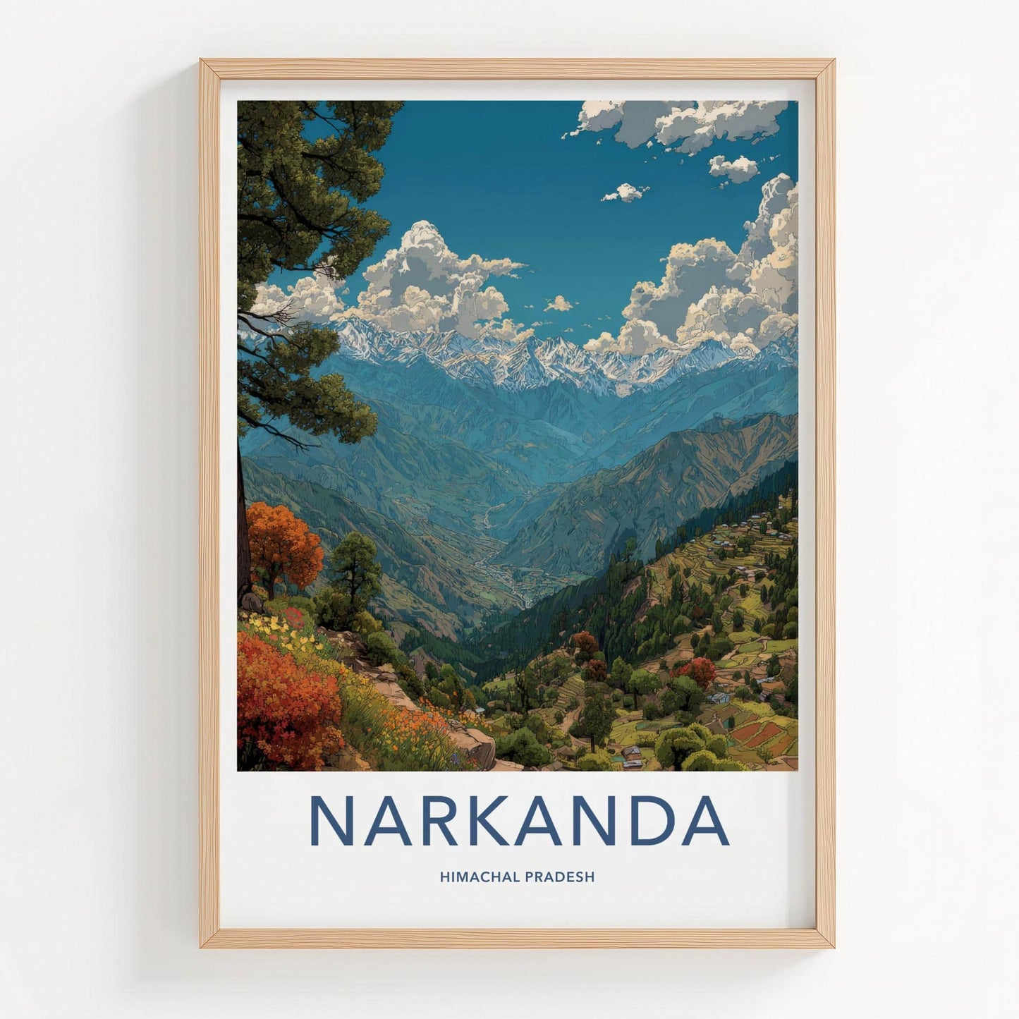 Narkanda Poster - India Travel Art - Himachal Pradesh Himalayan Valley View Home Decor