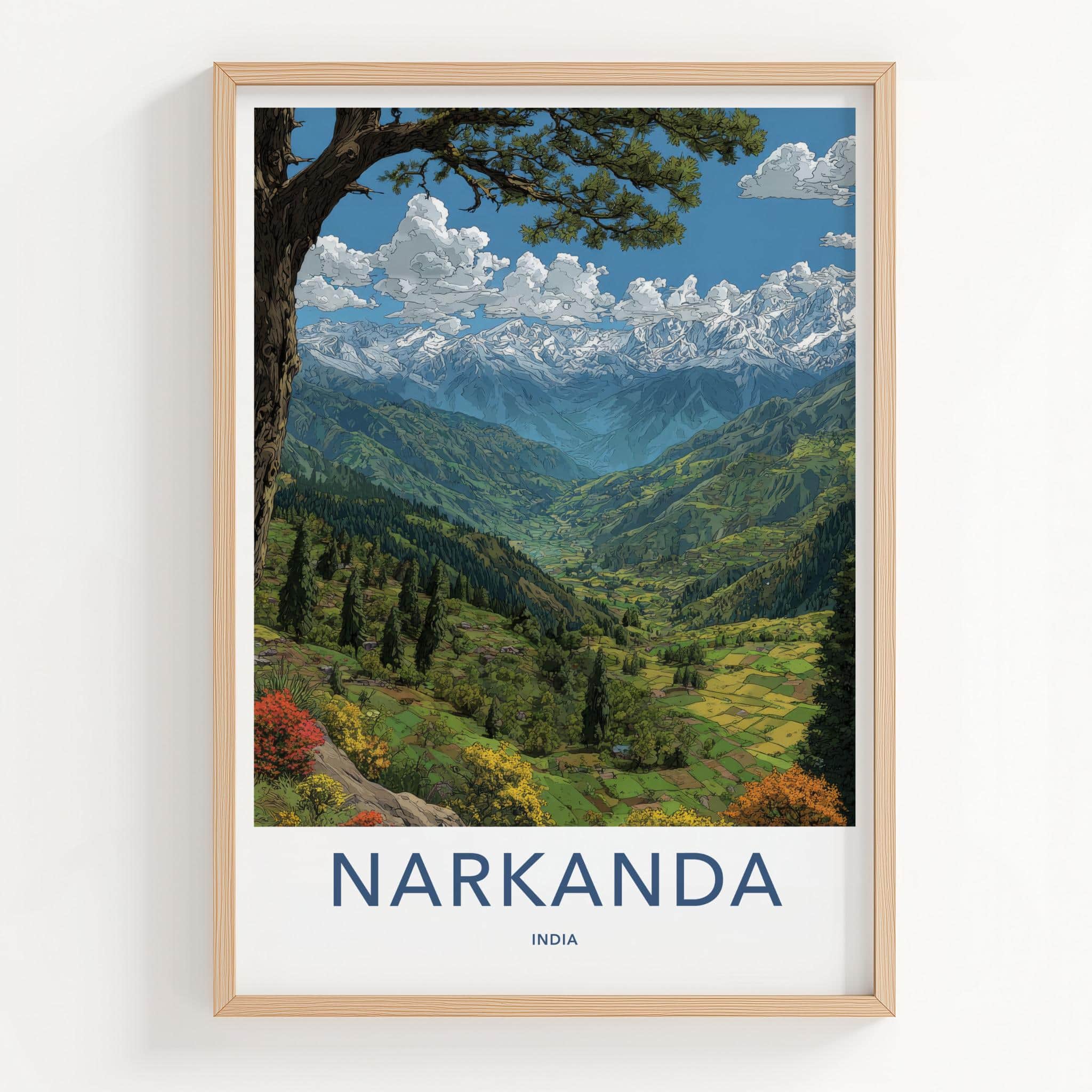 Narkanda Poster - India Travel Art - Himachal Pradesh Himalayan Valley View Wall Decor
