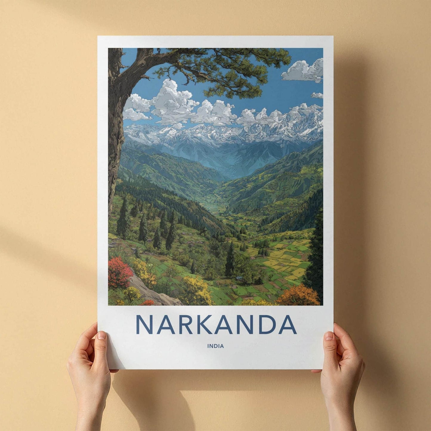 Narkanda Poster - India Travel Art - Himachal Pradesh Himalayan Valley View Wall Decor