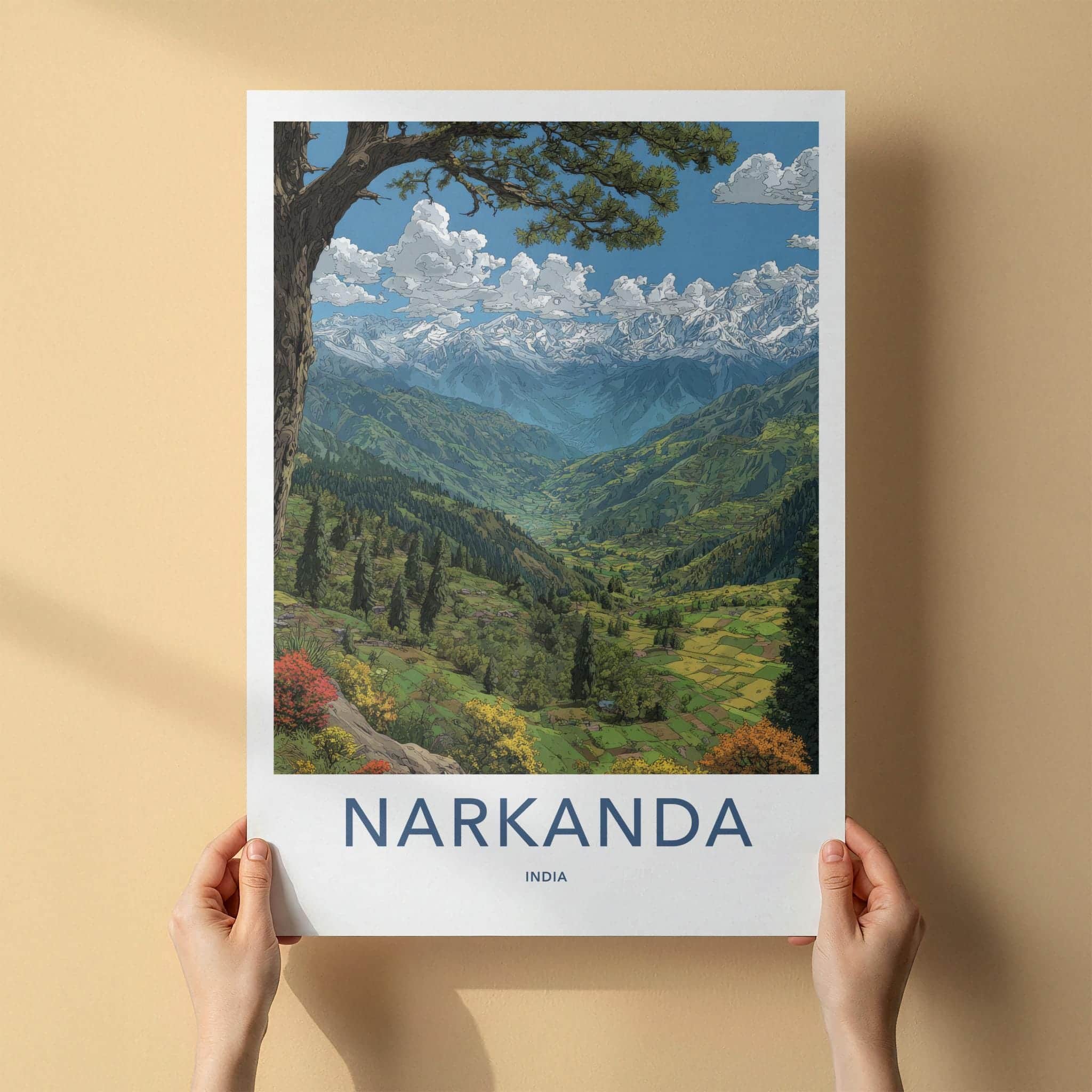 Narkanda Poster - India Travel Art - Himachal Pradesh Himalayan Valley View Wall Decor