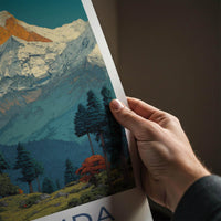 Narkanda Poster - India Travel Art - Himachal Pradesh Snowy Peaks Forest Home Decor