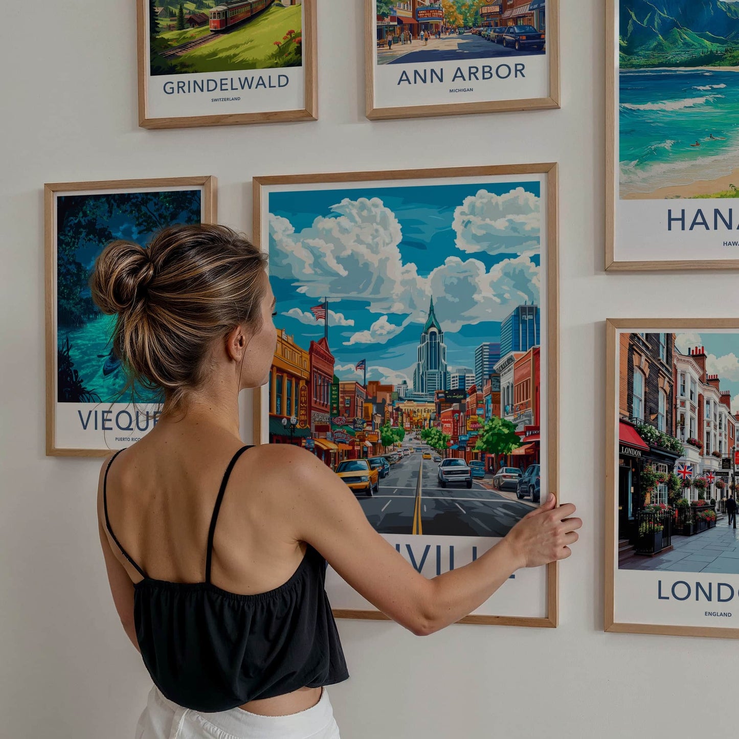 Nashville Poster - Tennessee Travel Art - Iconic Skyscraper Street Home Decor