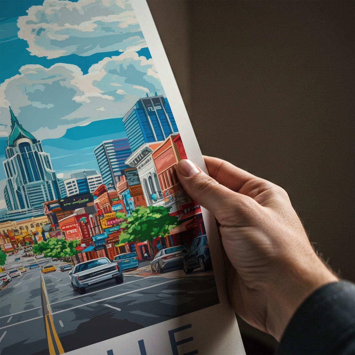 Nashville Poster - Tennessee Travel Art - Iconic Skyscraper Street Home Decor