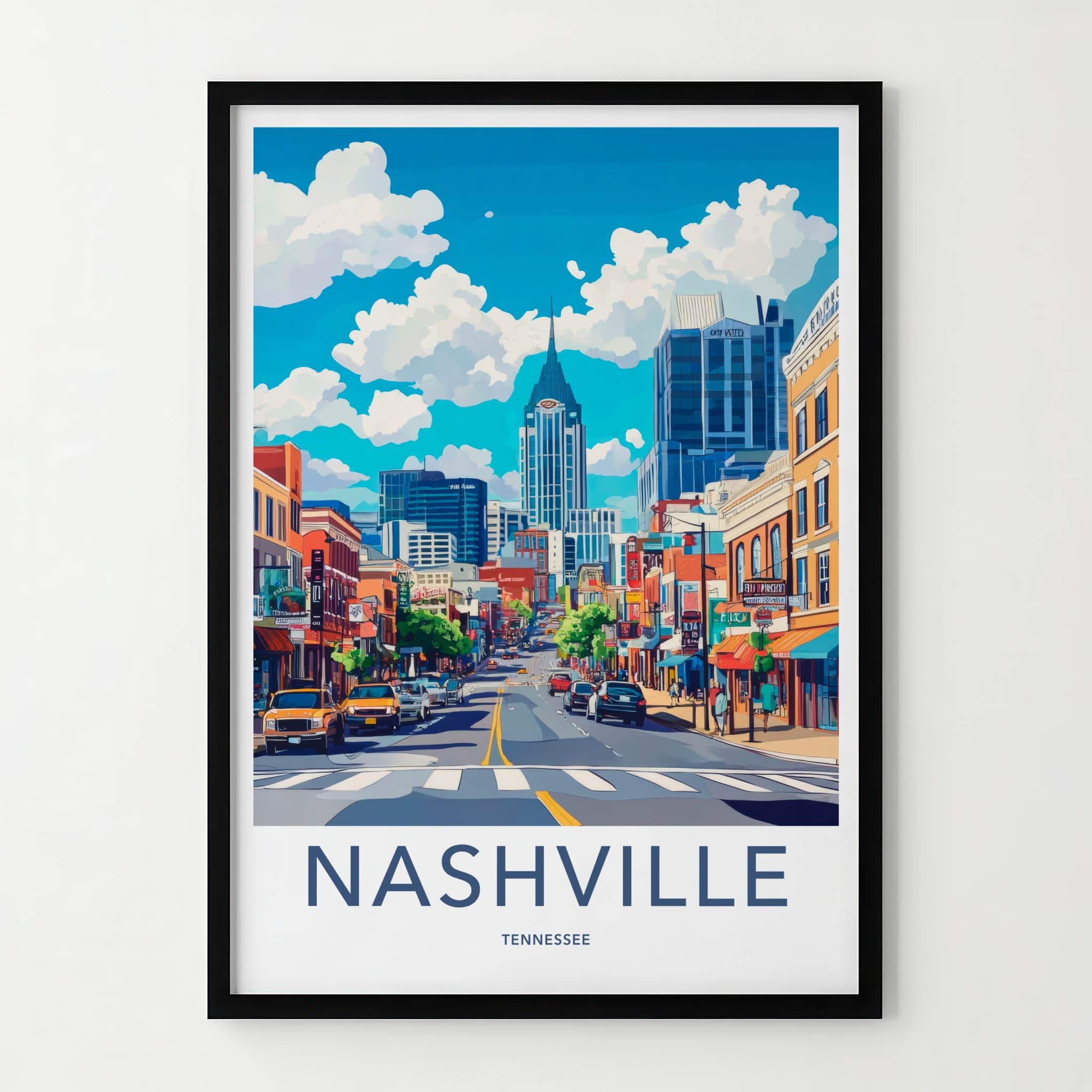 Nashville Poster - Tennessee Travel Art - Vibrant City Street Home Decor