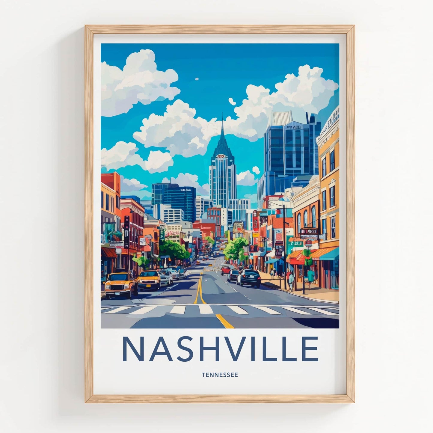 Nashville Poster - Tennessee Travel Art - Vibrant City Street Home Decor