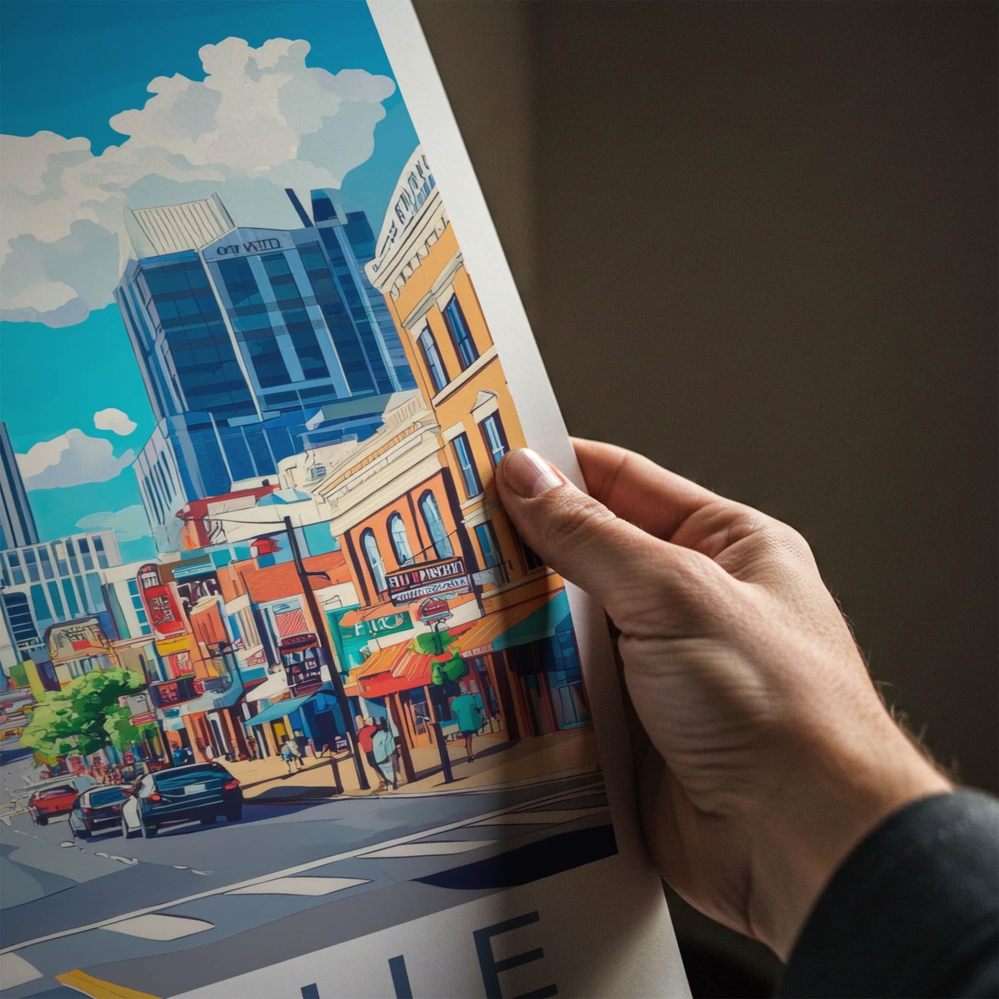 Nashville Poster - Tennessee Travel Art - Vibrant City Street Home Decor