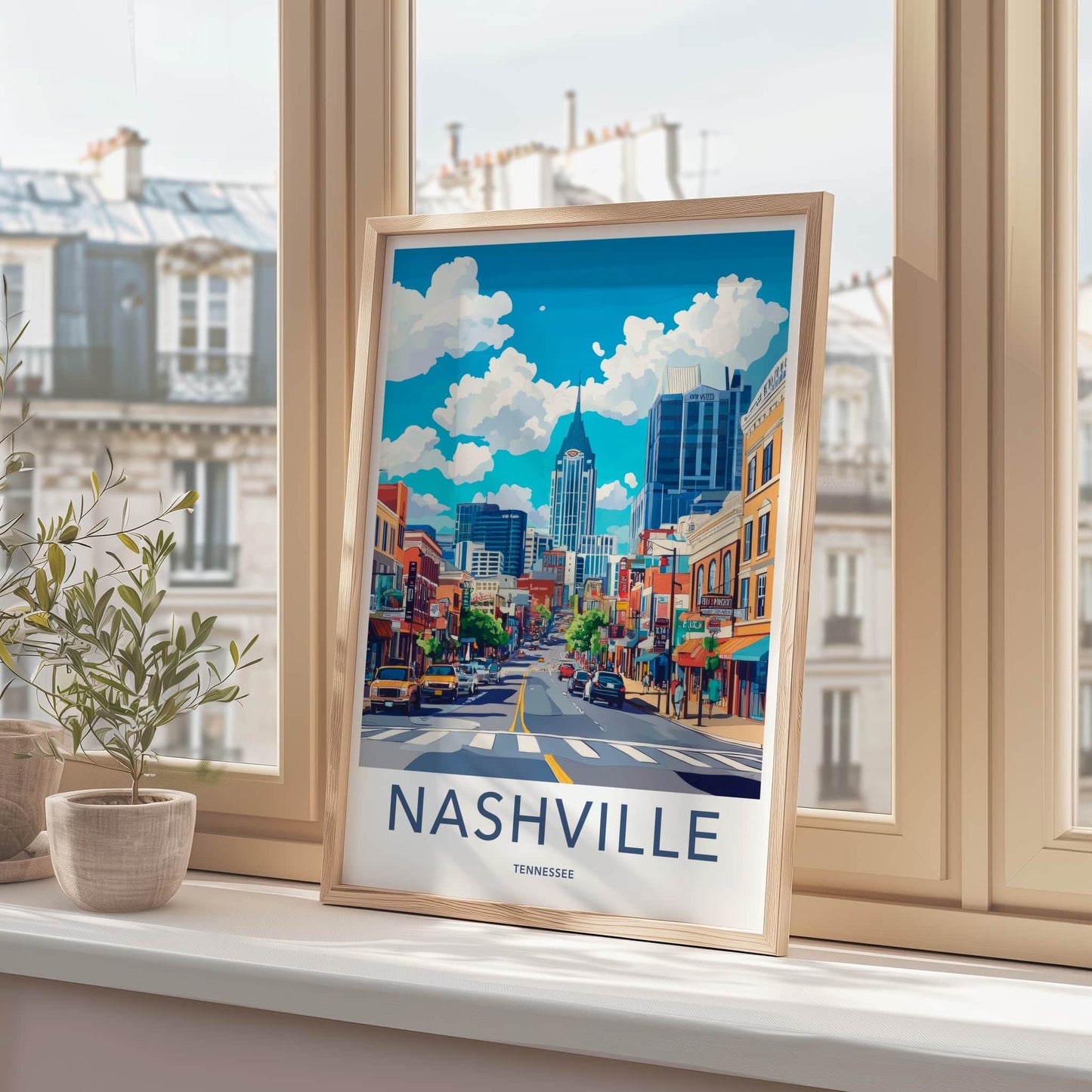 Nashville Poster - Tennessee Travel Art - Vibrant City Street Home Decor