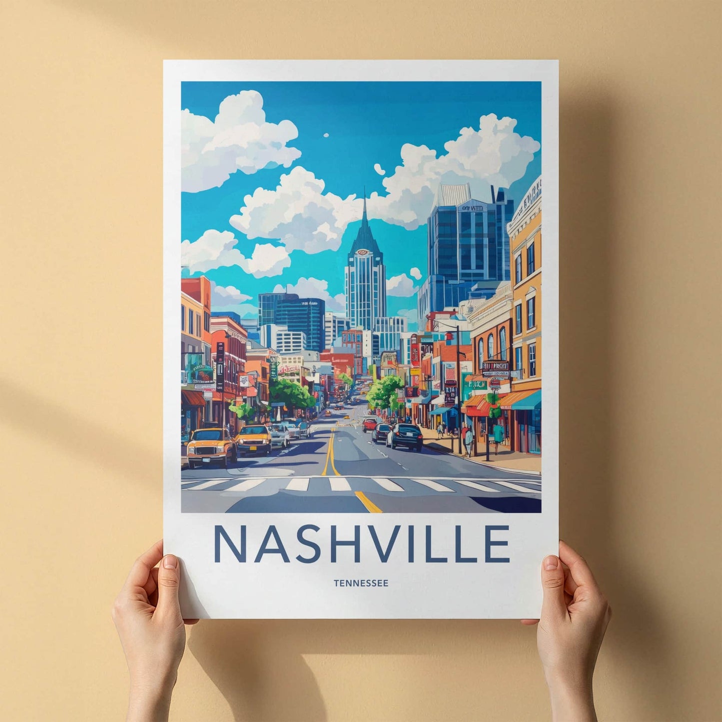Nashville Poster - Tennessee Travel Art - Vibrant City Street Home Decor