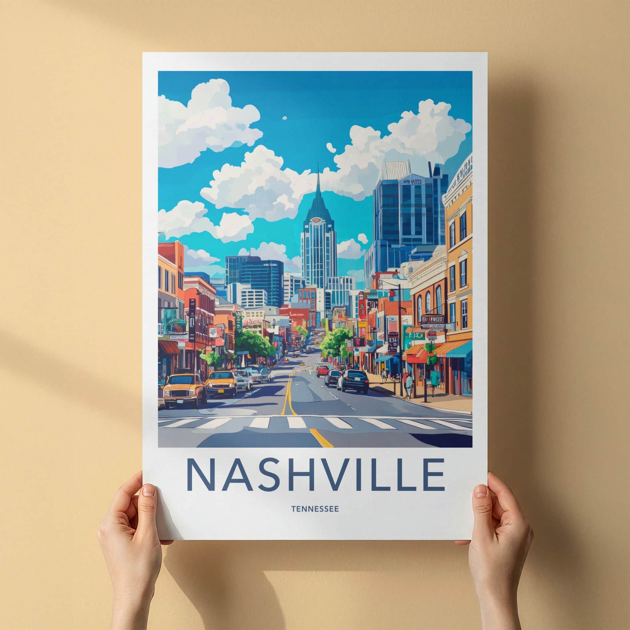 Nashville Poster - Tennessee Travel Art - Vibrant City Street Home Decor