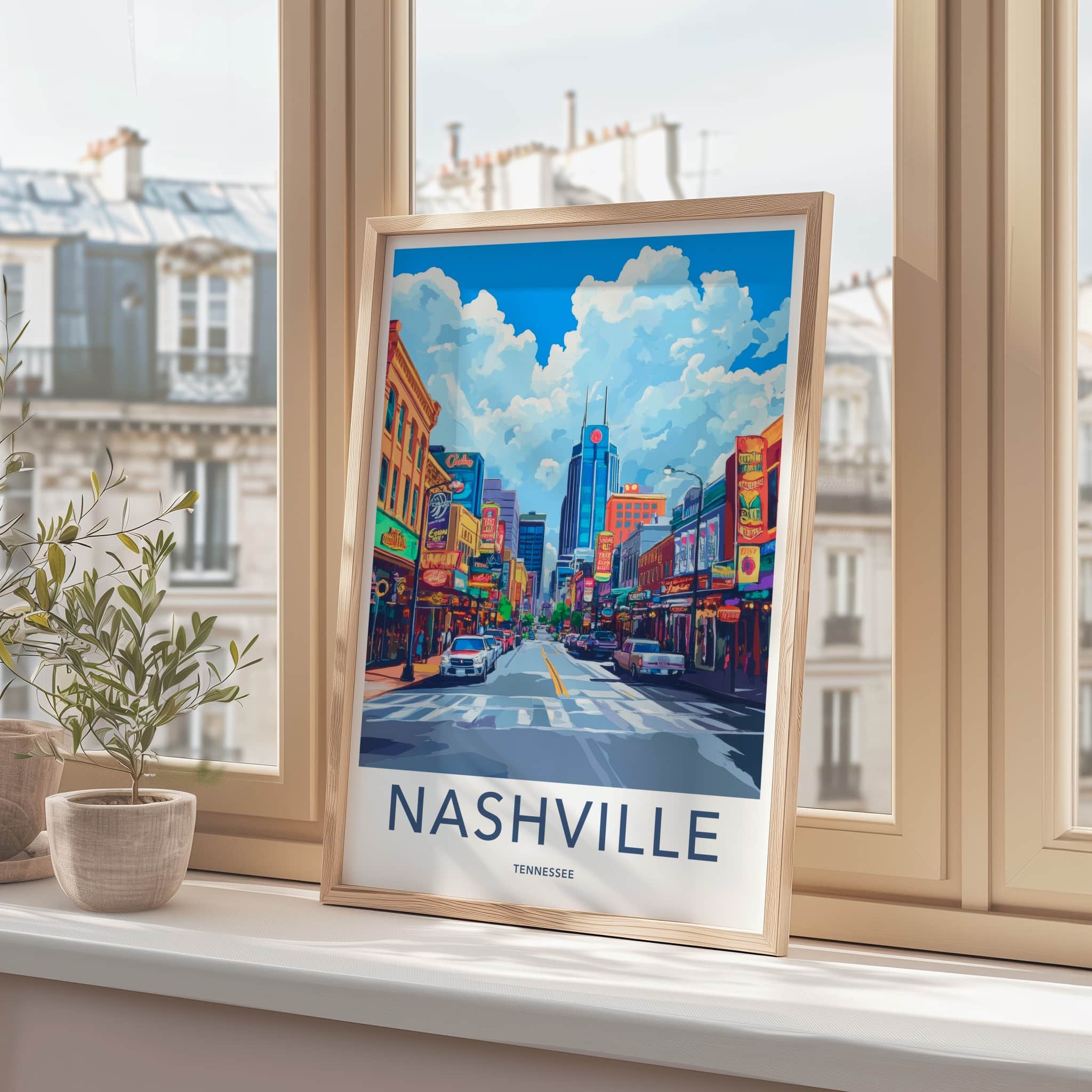 Nashville Poster - Tennessee Travel Art - Vibrant City Street Home Decor