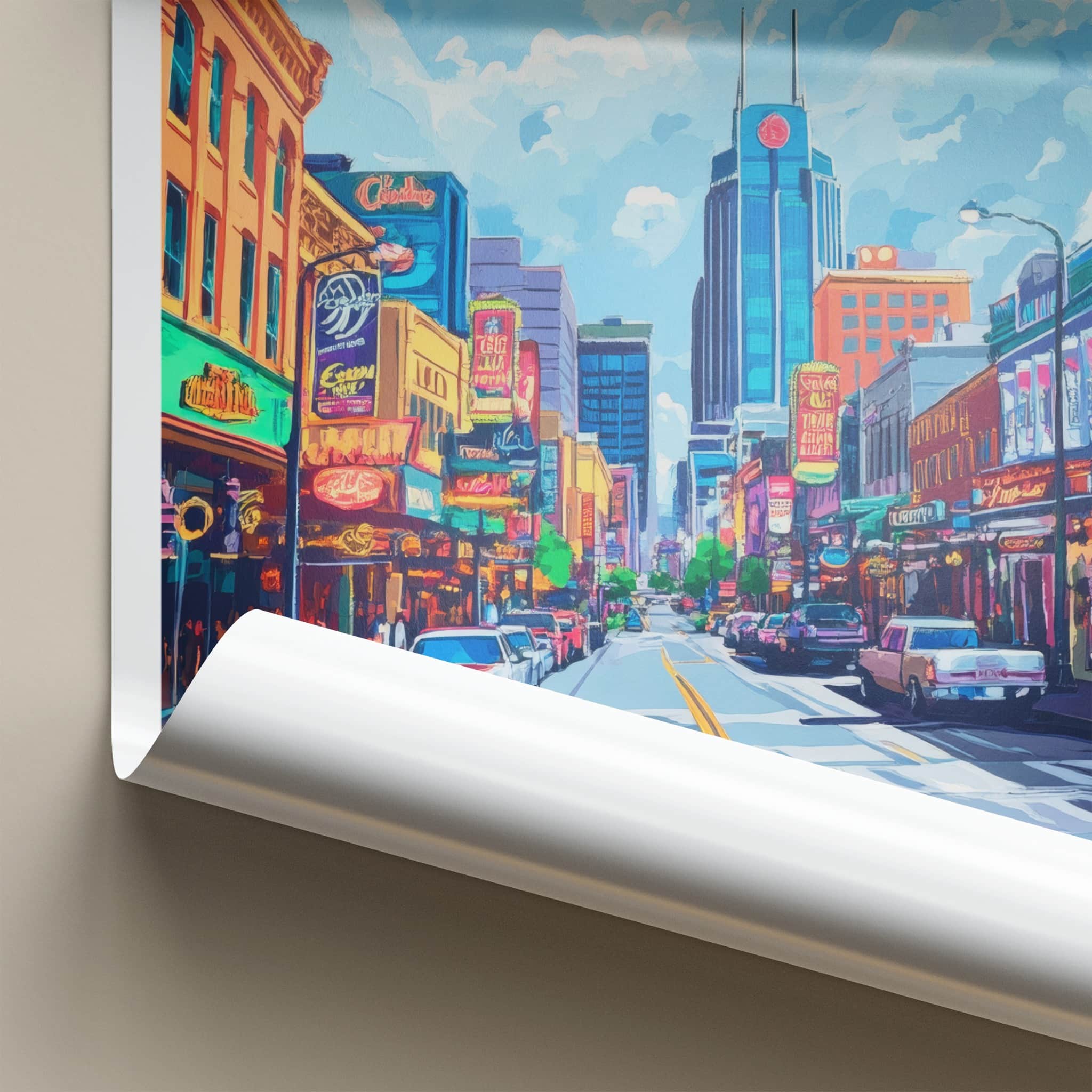 Nashville Poster - Tennessee Travel Art - Vibrant City Street Home Decor