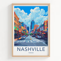 Nashville Poster - Tennessee Travel Art - Vibrant City Street Home Decor