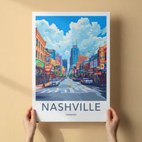 Nashville Poster - Tennessee Travel Art - Vibrant City Street Home Decor