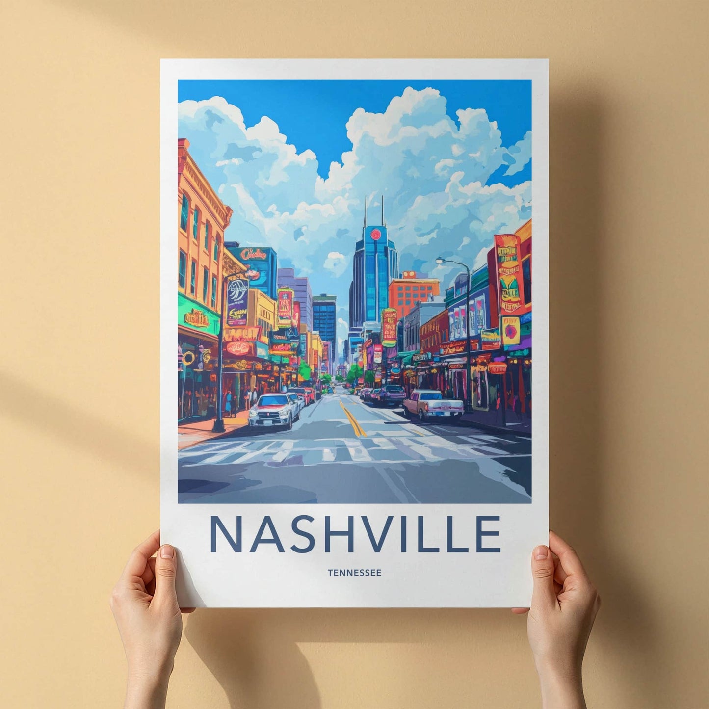 Nashville Poster - Tennessee Travel Art - Vibrant City Street Home Decor