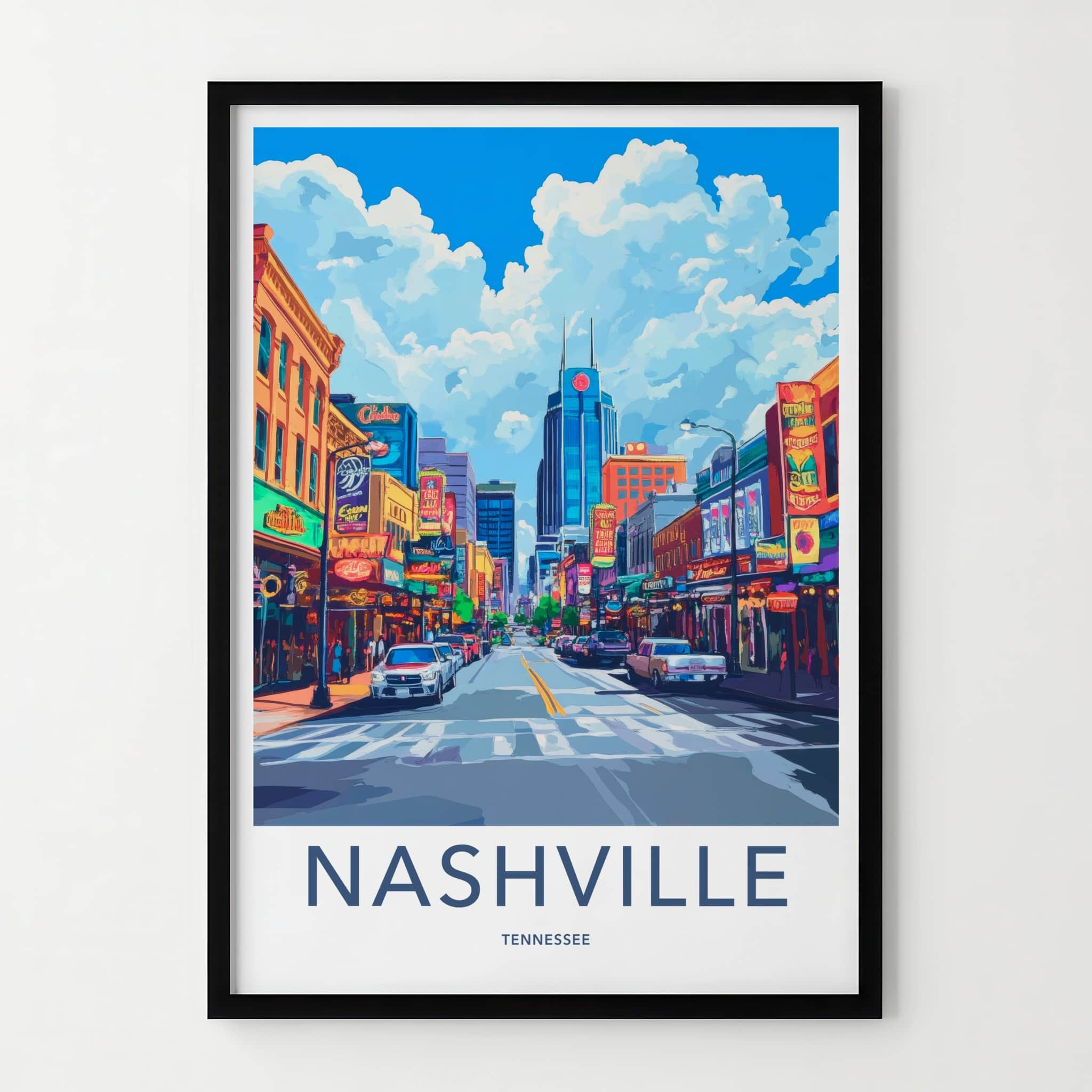 Nashville Poster - Tennessee Travel Art - Vibrant City Street Home Decor