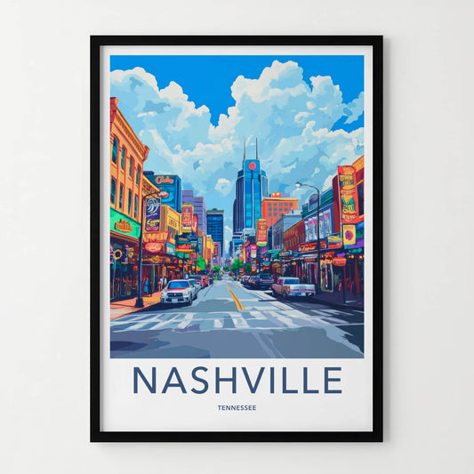 Nashville Poster - Tennessee Travel Art - Vibrant City Street Home Decor