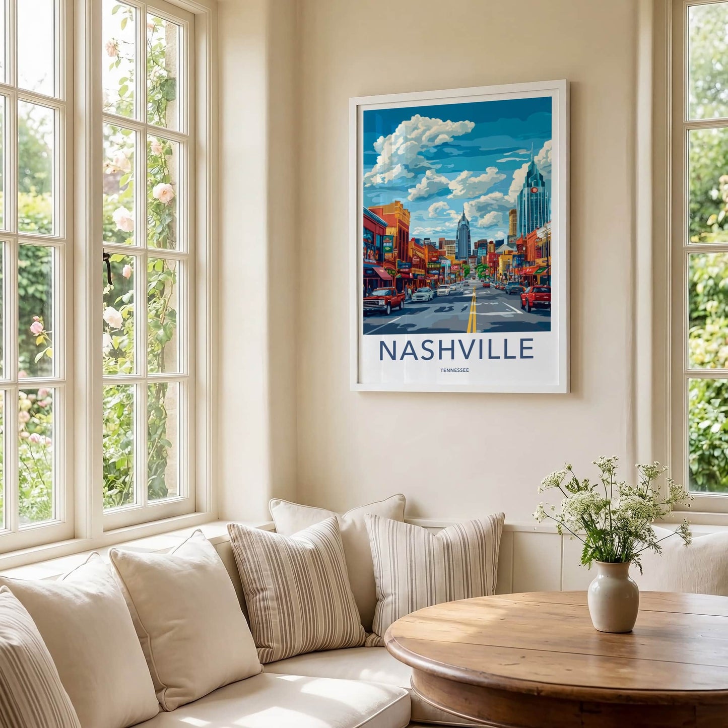 Nashville Poster - Tennessee Travel Art - Vibrant City Street Wall Decor