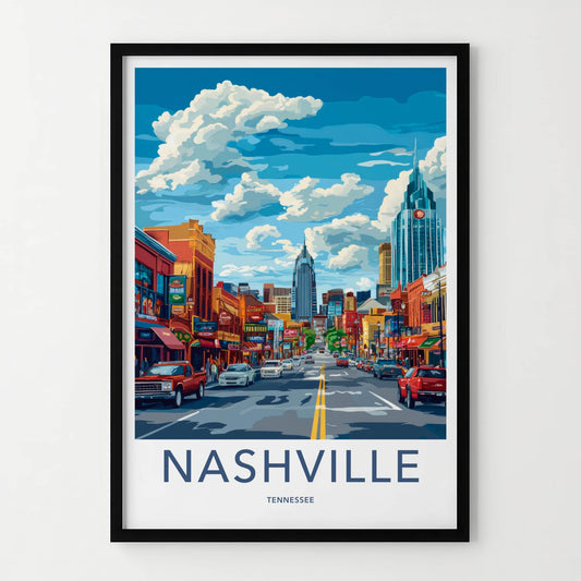Nashville Poster - Tennessee Travel Art - Vibrant City Street Wall Decor