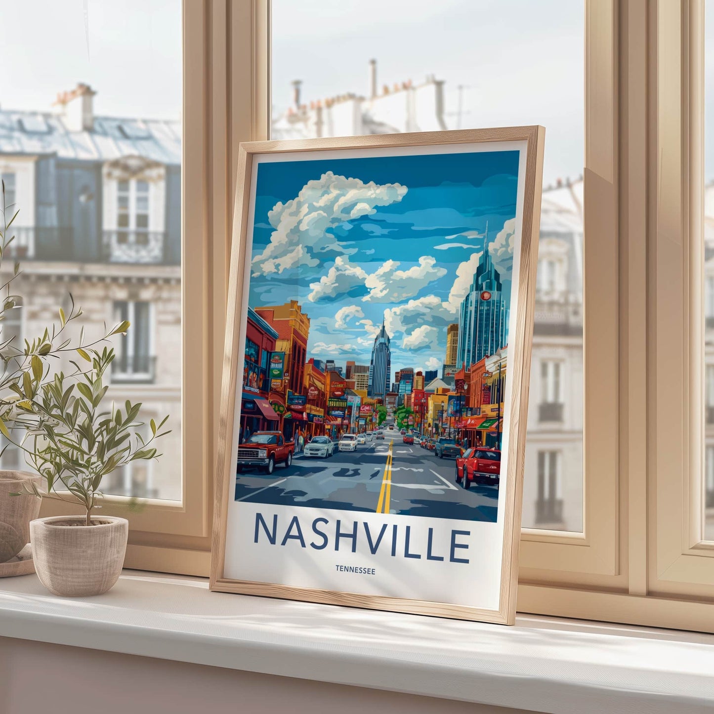 Nashville Poster - Tennessee Travel Art - Vibrant City Street Wall Decor