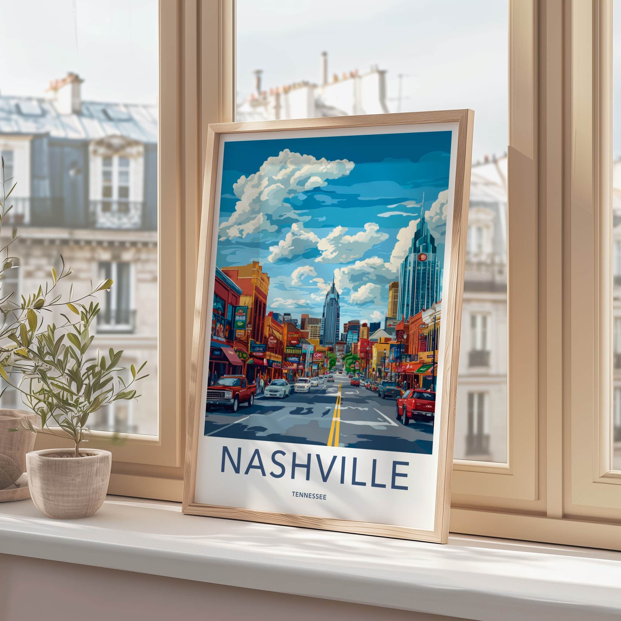 Nashville Poster - Tennessee Travel Art - Vibrant City Street Wall Decor