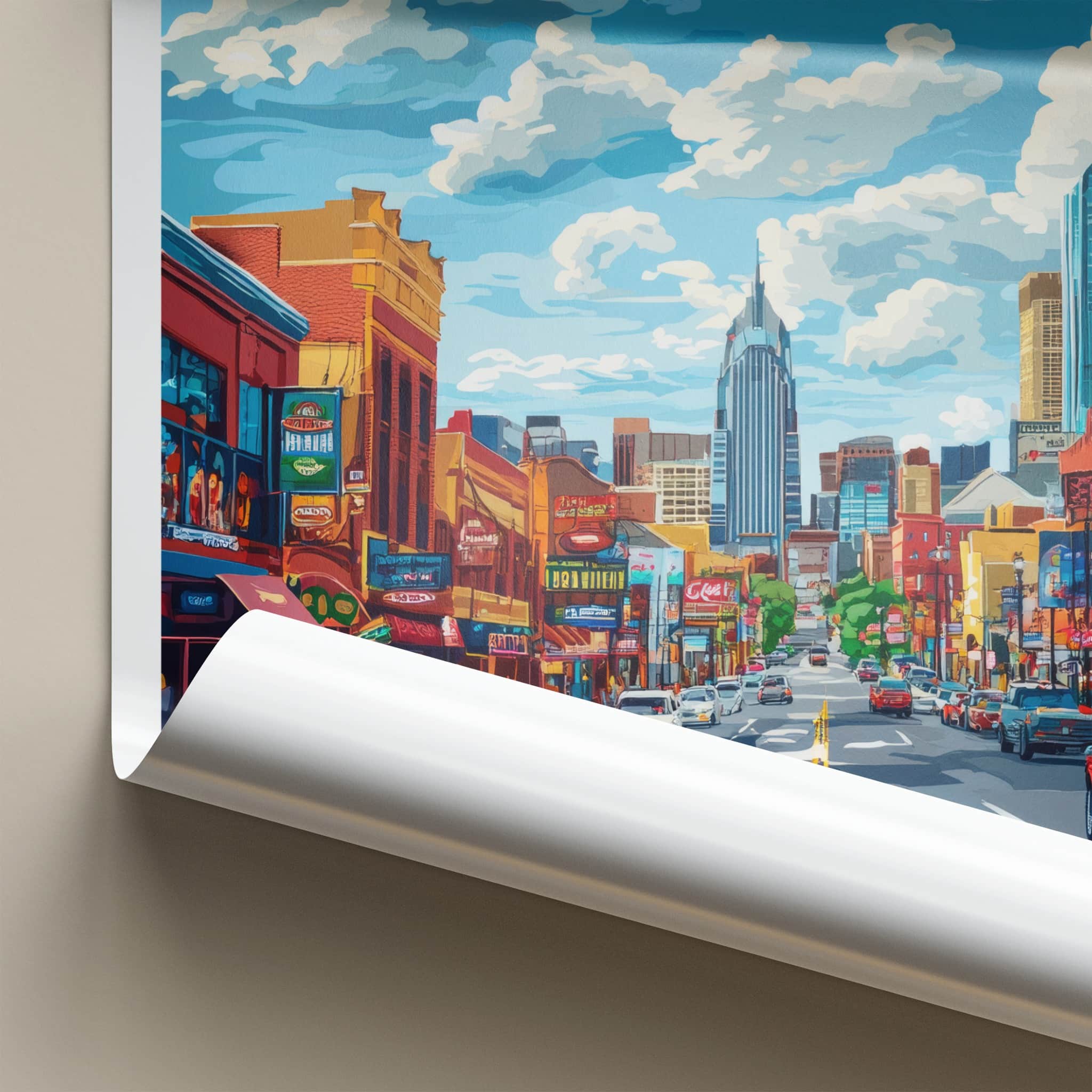 Nashville Poster - Tennessee Travel Art - Vibrant City Street Wall Decor