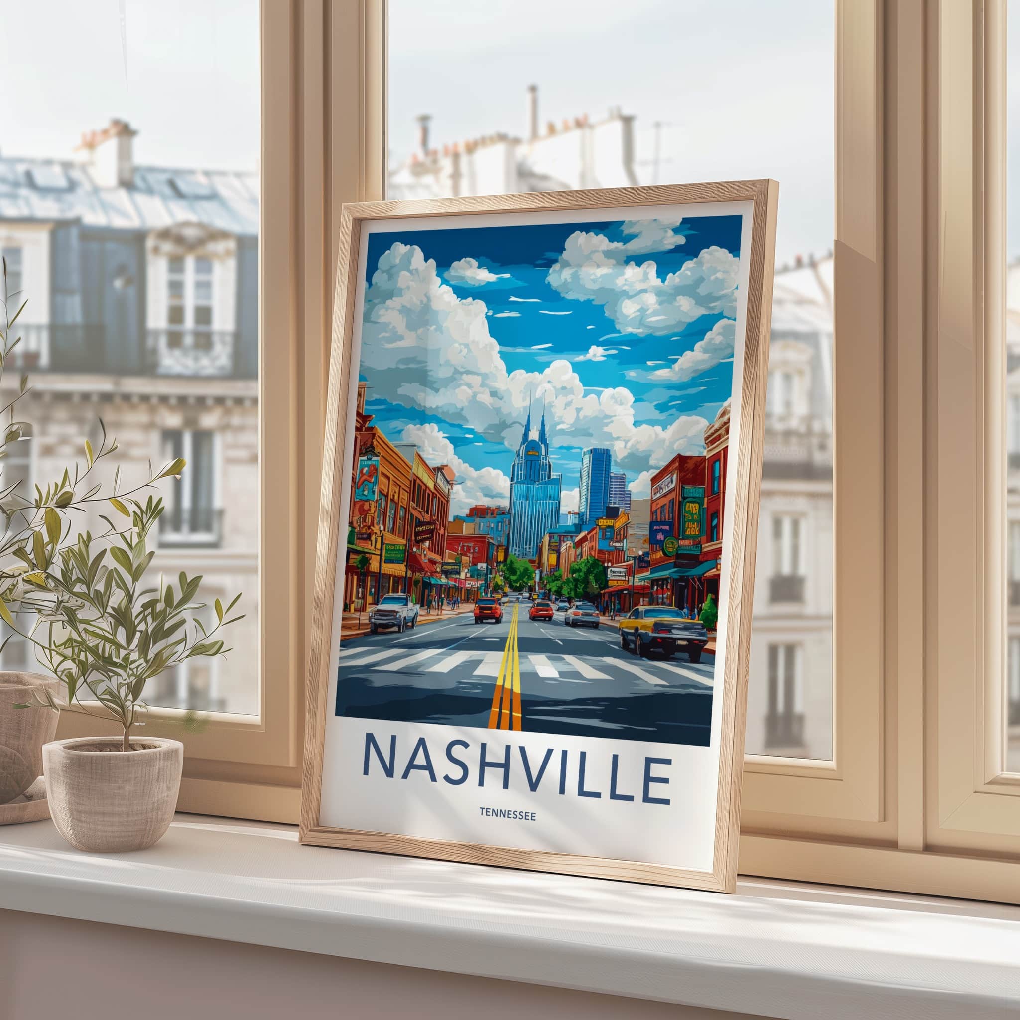 Nashville Poster - Tennessee Travel Art - Vibrant Cityscape Day Home Decor