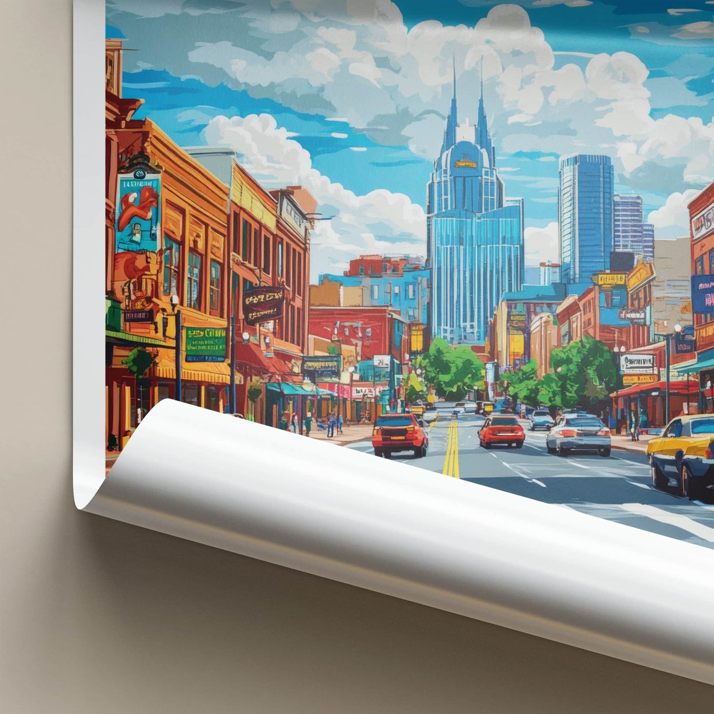 Nashville Poster - Tennessee Travel Art - Vibrant Cityscape Day Home Decor