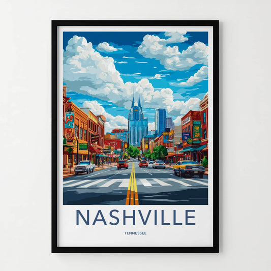 Nashville Poster - Tennessee Travel Art - Vibrant Cityscape Day Home Decor