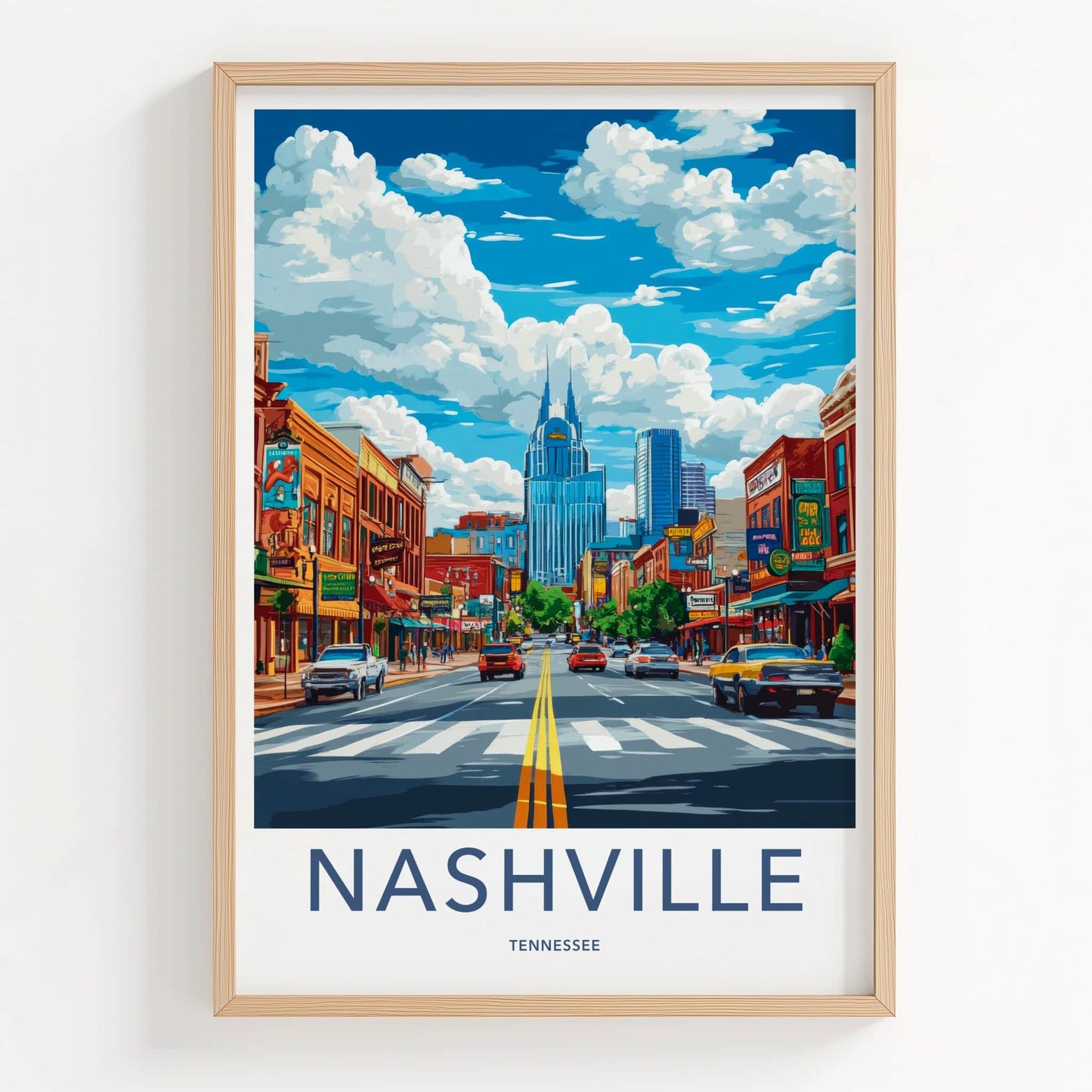 Nashville Poster - Tennessee Travel Art - Vibrant Cityscape Day Home Decor